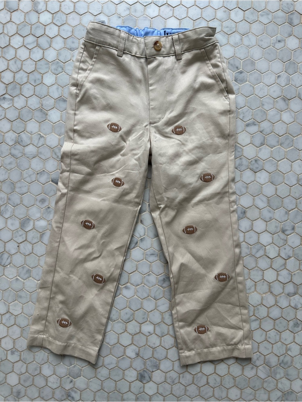 Khaki Embroidered Football Chino Pants - boys